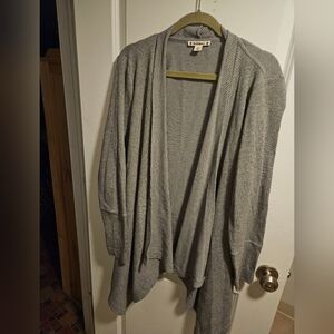 XL Ruff Hewn Long Open Cascade Waffle Knit Cardigan